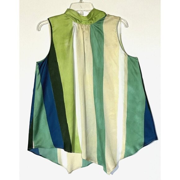 New Zara Satin Striped Back Tie Bow Sleeveless Asymmetric Tunic Blouse Top - Picture 8 of 10